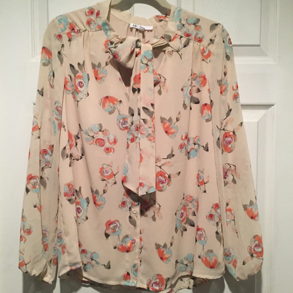 🍍DR2: floral pastel blouse with tie